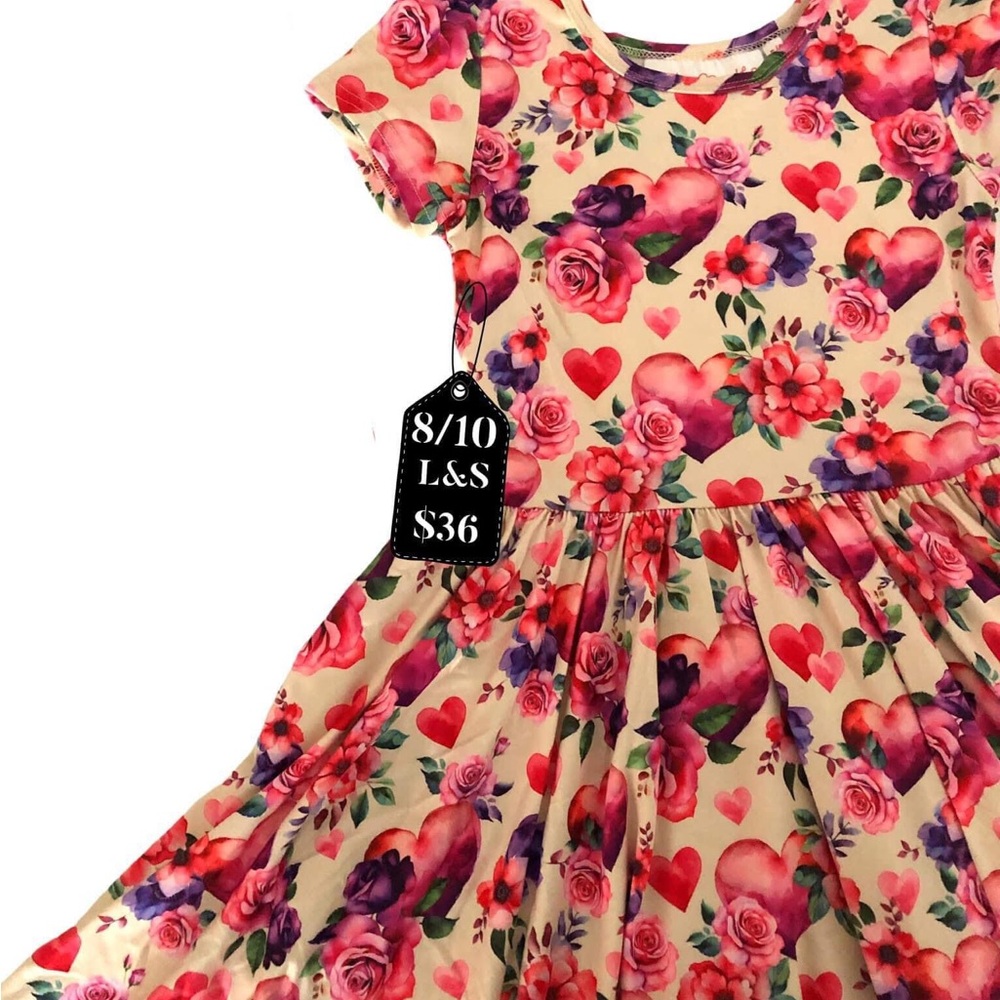 Floral Heart Print Kids Dress